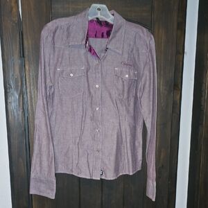 Vans NWOT Women's Purple Button-Up Shirt - Pearl Snaps ☀️☀️☀️Vintage